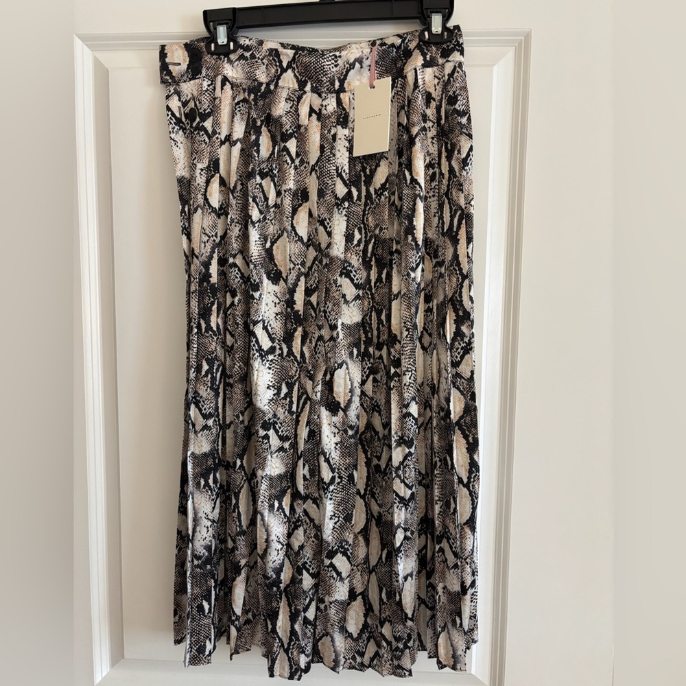 Alex Marie Black and Cream Snake Print Midi Skirt